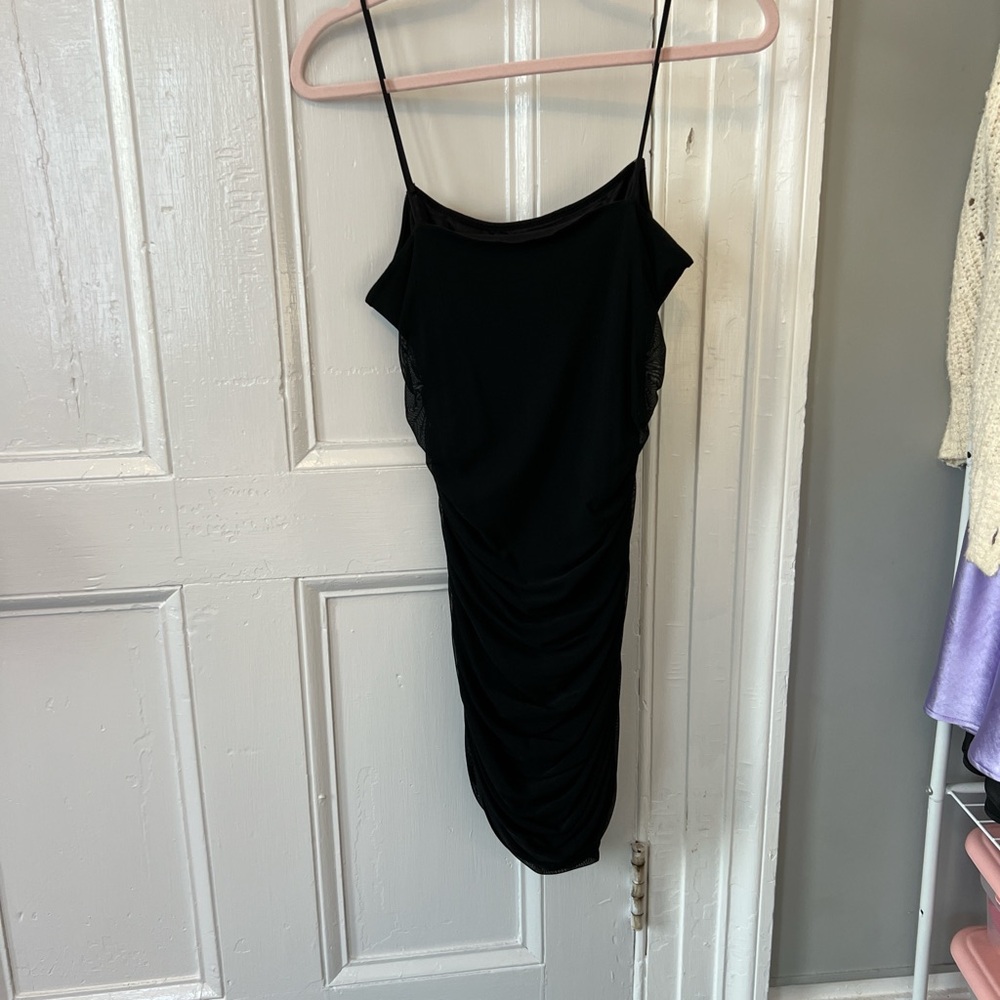 Black Ruffled Body Con Dress